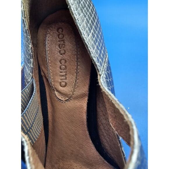 Corso Como Peep Toe Mary Jane Leather Pumps Heels Metallic Snakeskin Size 8 - Picture 4 of 6
